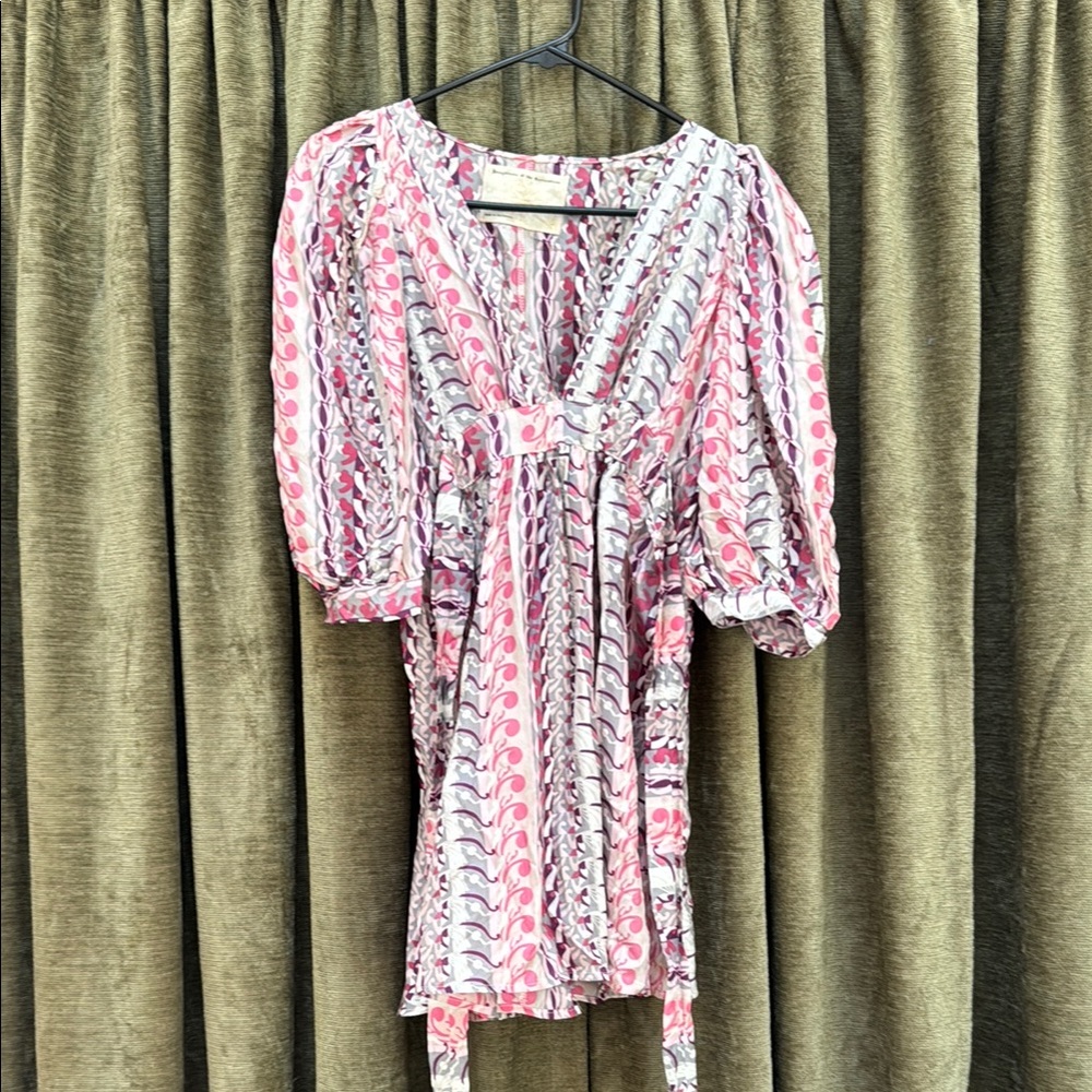 Daughters of The Revolution silk Pink and White Patterned tie back Dress